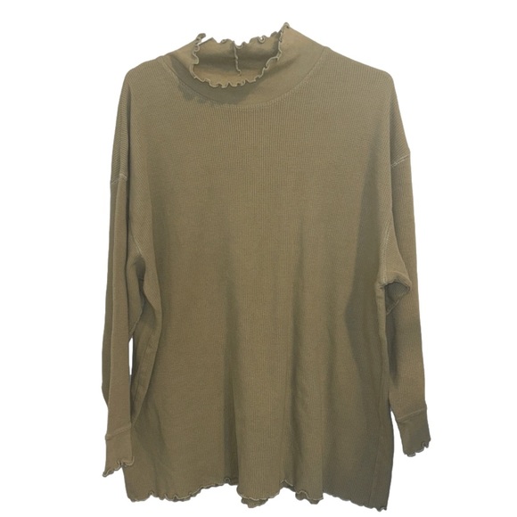 J. Jill Green Waffle Knit Tunic Blouse - Picture 1 of 5